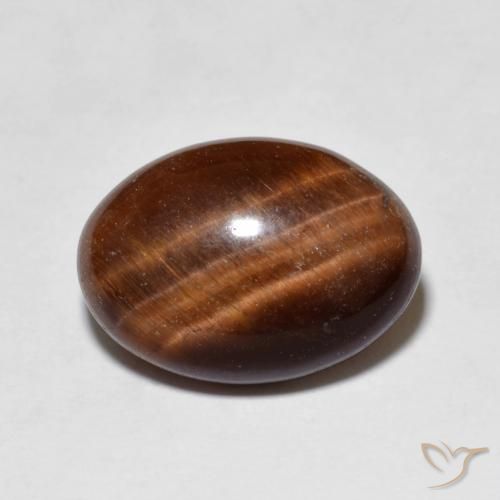5.38ct Natürlicher Medium Dark-Brown Tigerauge, Oval, Lichtundurchlässig