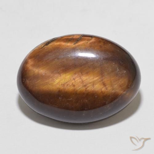 10.95ct Natürlicher Warmes Braun Tigerauge, Oval, Lichtundurchlässig