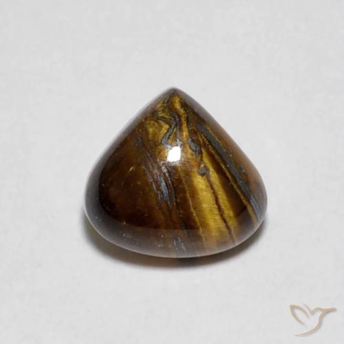 0.87ct Natürlicher Warmes Braun Tigerauge, Birnenform, Lichtundurchlässig