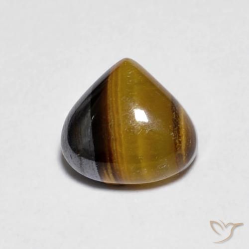 1.00ct Natürlicher gelblich-braun Tigerauge, Birnenform, Lichtundurchlässig