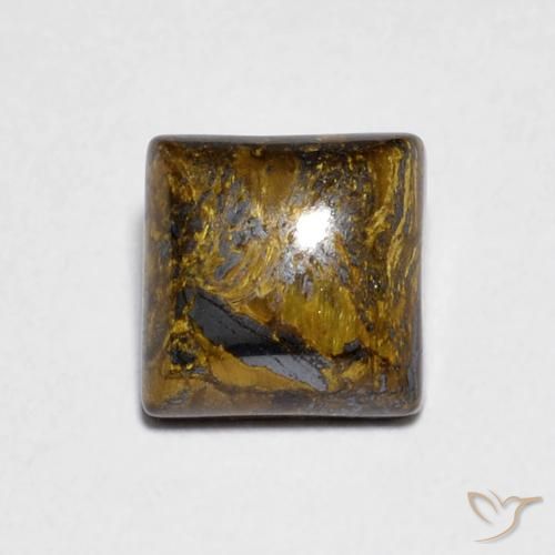 1.46ct Natürlicher Medium Light-Brown Tigerauge, Quadrat, Lichtundurchlässig