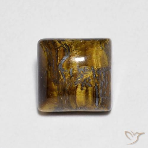 1.36ct Natürlicher Medium Light-Brown Tigerauge, Quadrat, Lichtundurchlässig