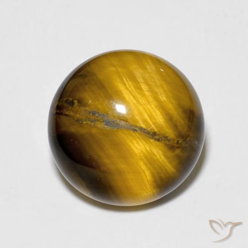 6.84ct Natürlicher Warmes Braun Tigerauge, Runden, Lichtundurchlässig
