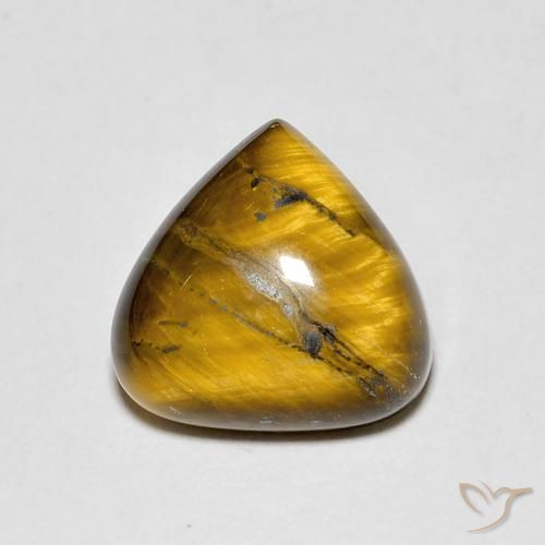 3.43ct Natürlicher gelblich-braun Tigerauge, Birnenform, Lichtundurchlässig