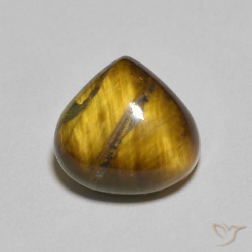 1.98ct Natürlicher gelblich-braun Tigerauge, Birnenform, Lichtundurchlässig
