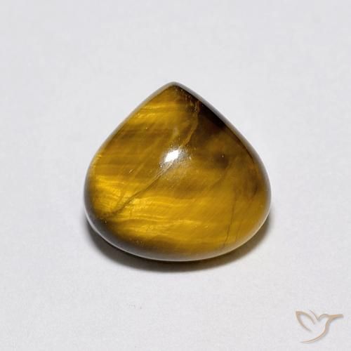 1.90ct Natürlicher gelblich-braun Tigerauge, Birnenform, Lichtundurchlässig