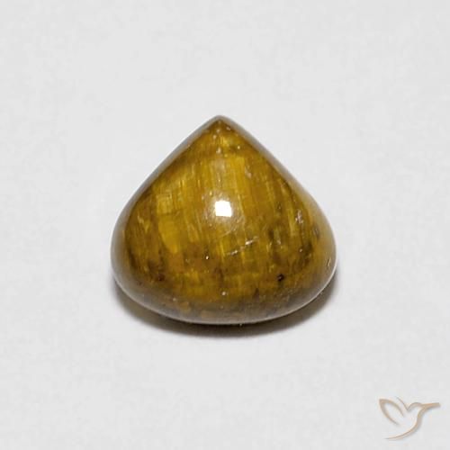 0.78ct Natürlicher gelblich-braun Tigerauge, Birnenform, Lichtundurchlässig
