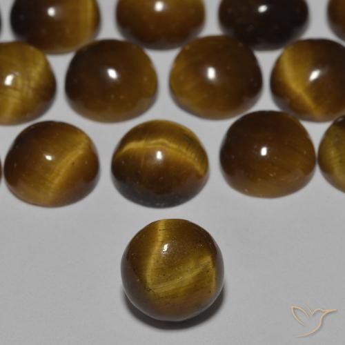 0.92ct Natürlicher Warmes Braun Tigerauge, Runden, Lichtundurchlässig
