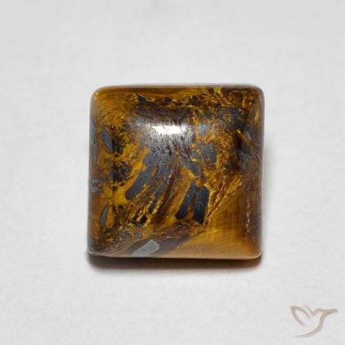 1.45ct Natürlicher Medium Light-Brown Tigerauge, Quadrat, Lichtundurchlässig