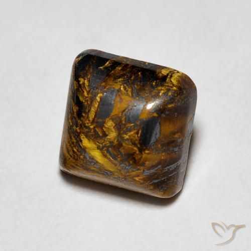 1.53ct Natürlicher Hickory Braun Tigerauge, Quadrat, Lichtundurchlässig