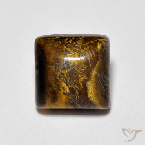 1.34ct Natürlicher Medium Light-Brown Tigerauge, Quadrat, Lichtundurchlässig