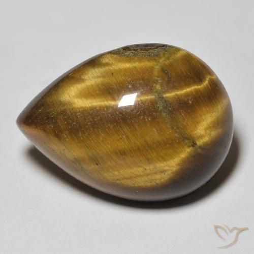 13.27ct Natürlicher gelblich-braun Tigerauge, Birnenform, Lichtundurchlässig