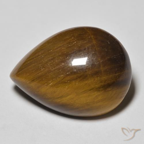 13.46ct Natürlicher gelblich-braun Tigerauge, Birnenform, Lichtundurchlässig