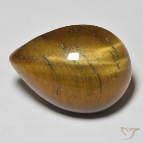 13.68ct Natürlicher gold-braun Tigerauge, Birnenform, Lichtundurchlässig