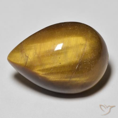 13.04ct Natürlicher gelblich-braun Tigerauge, Birnenform, Lichtundurchlässig