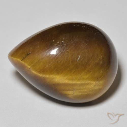 15.78ct Natürlicher gelblich-braun Tigerauge, Birnenform, Lichtundurchlässig