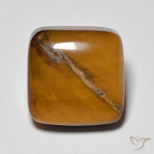 5.81ct Natürlicher Warmes Braun Tigerauge, Kissen, Lichtundurchlässig