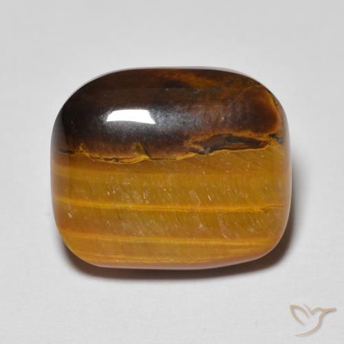 7.65ct Natürlicher gold-braun Tigerauge, Kissen, Lichtundurchlässig