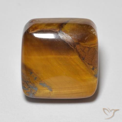 6.04ct Natürlicher gold-braun Tigerauge, Kissen, Lichtundurchlässig