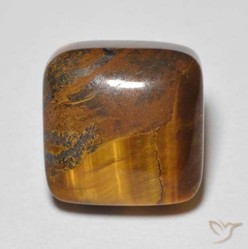 6.48ct Natürlicher gold-braun Tigerauge, Kissen, Lichtundurchlässig