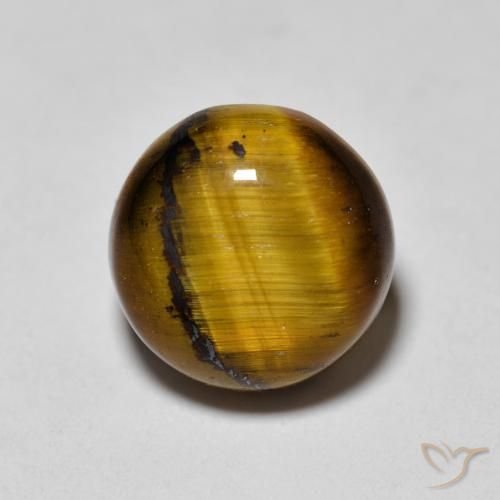 1.97ct Natürlicher gold-braun Tigerauge, Runden, Lichtundurchlässig, Photo A