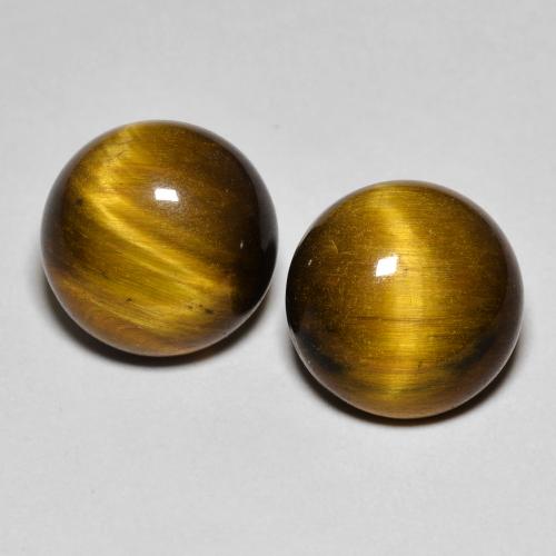7,99 ct natürliche brauner Tiger's Eye-Edelsteine, Rundschliff, Lichtundurchlässig