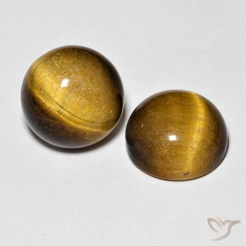 8.38 ct natürliche gelblich-braun Tigerauge-Edelsteine, Runden, Lichtundurchlässig
