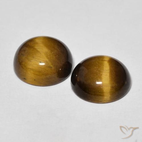 7.41 ct natürliche Mittel braun Tigerauge-Edelsteine, Runden, Lichtundurchlässig