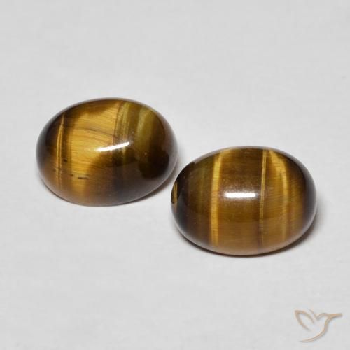 3.16ctw Natürlicher gelblich-braun Tigerauge, Oval, Lichtundurchlässig