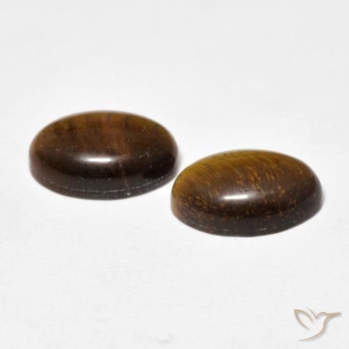 7.36 ct natürliche Medium Dark-Brown Tigerauge-Edelsteine, Oval, Lichtundurchlässig