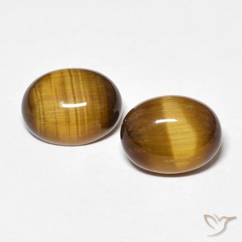 3.42ctw Natürlicher gelblich-braun Tigerauge, Oval, Lichtundurchlässig