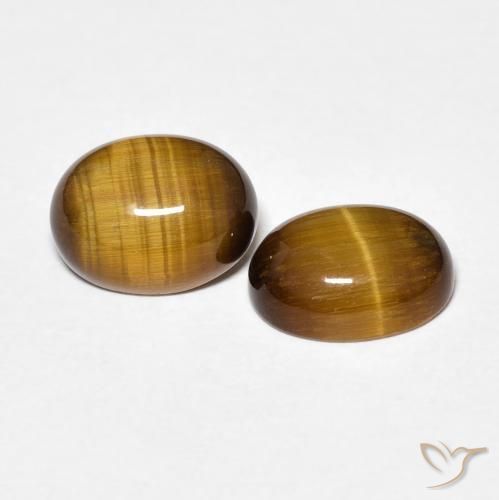 3.42 ct natürliche gelblich-braun Tigerauge-Edelsteine, Oval, Lichtundurchlässig