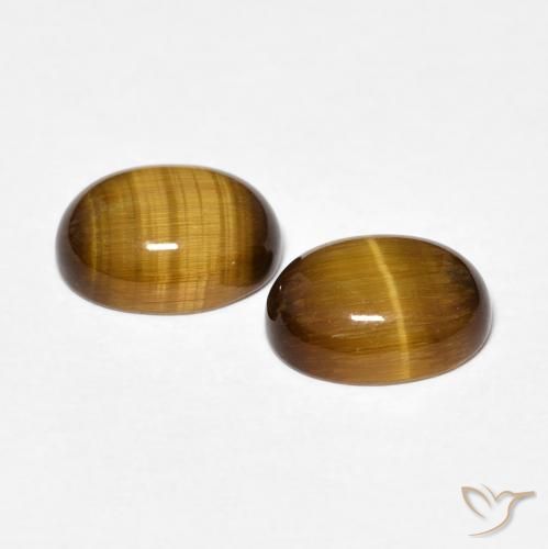 3.42 ct natürliche gelblich-braun Tigerauge-Edelsteine, Oval, Lichtundurchlässig