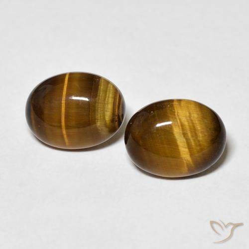 3.01ctw Natürlicher gelblich-braun Tigerauge, Oval, Lichtundurchlässig