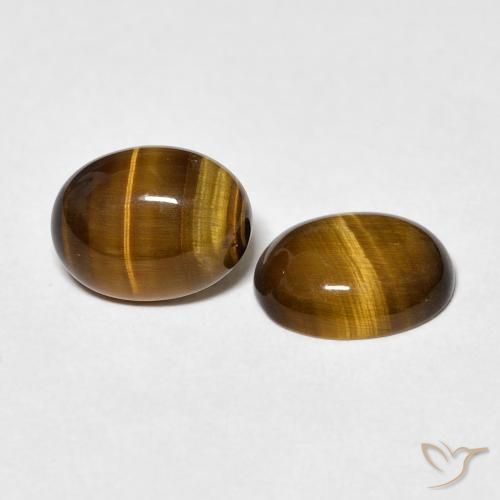 3.01 ct natürliche gelblich-braun Tigerauge-Edelsteine, Oval, Lichtundurchlässig