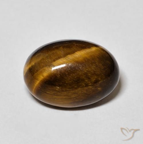 6.48ct Natürlicher gelblich-braun Tigerauge, Oval, Lichtundurchlässig
