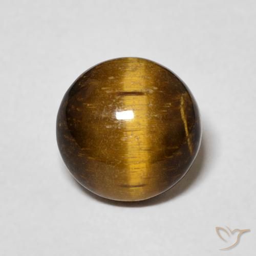 1.98ct Natürlicher gelblich-braun Tigerauge, Runden, Lichtundurchlässig