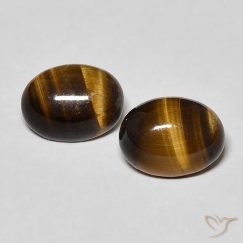 2.30ctw Natürlicher gold-braun Tigerauge, Oval, Lichtundurchlässig