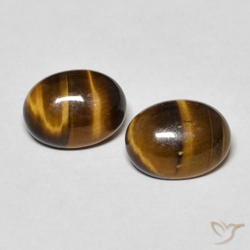 2.40ctw Natürlicher gelblich-braun Tigerauge, Oval, Lichtundurchlässig