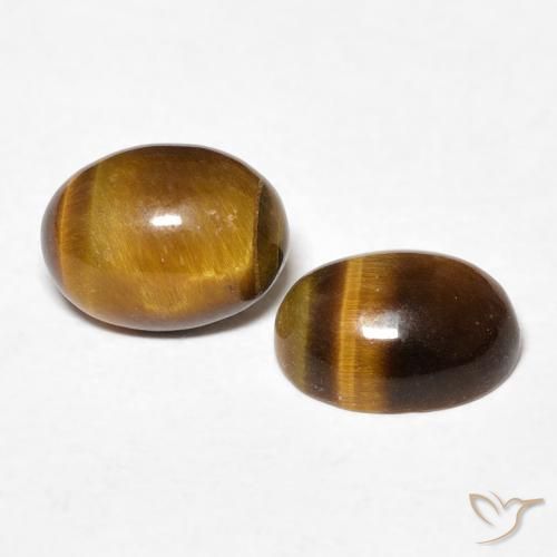 2.64 ct natürliche gold-braun Tigerauge-Edelsteine, Oval, Lichtundurchlässig
