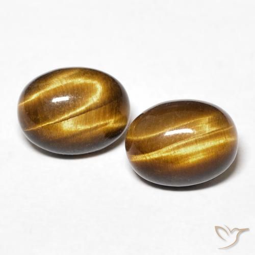 2.87ctw Natürlicher gelblich-braun Tigerauge, Oval, Lichtundurchlässig