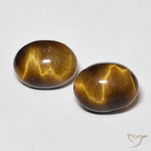 3.34 ct natürliche gelblich-braun Tigerauge-Edelsteine, Oval, Lichtundurchlässig