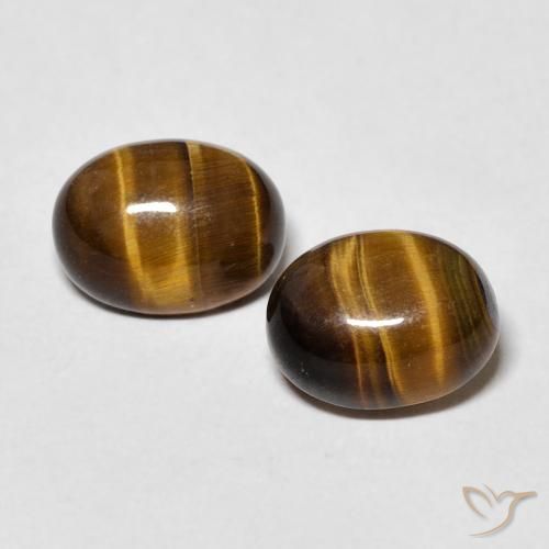 2.72ctw Natürlicher gelblich-braun Tigerauge, Oval, Lichtundurchlässig