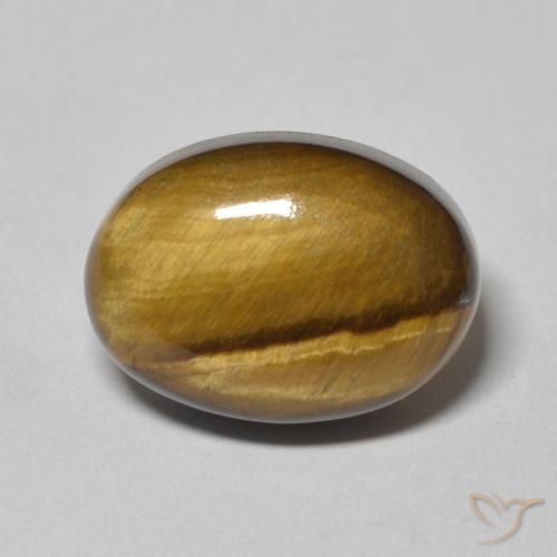 7.09ct Natürlicher Medium Light-Brown Tigerauge, Oval, Lichtundurchlässig