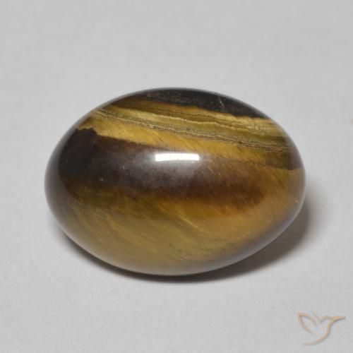 6.16ct Natürlicher gelblich-braun Tigerauge, Oval, Lichtundurchlässig