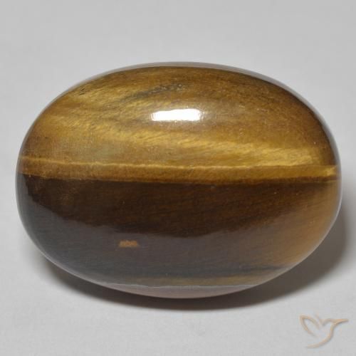 34.23ct Natürlicher gelblich-braun Tigerauge, Oval, Lichtundurchlässig