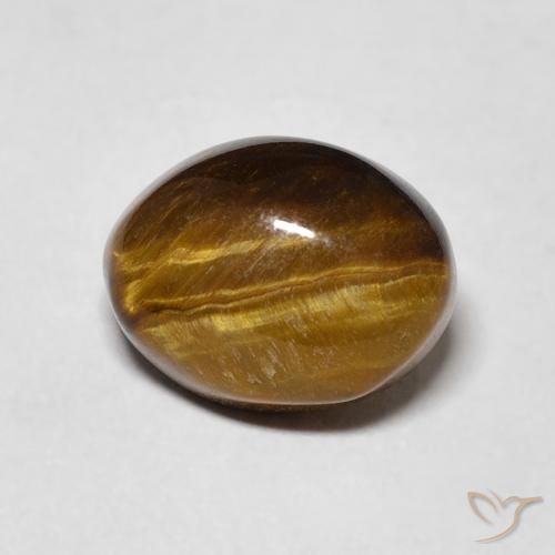 3.30ct Natürlicher Mittel braun Tigerauge, Oval, Lichtundurchlässig