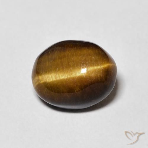 4.61ct Natürlicher Warmes Braun Tigerauge, Oval, Lichtundurchlässig