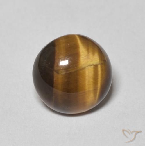 1.64ct Natürlicher gelblich-braun Tigerauge, Runden, Lichtundurchlässig