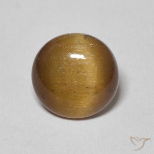 1.54ct Natürlicher gelblich-braun Tigerauge, Runden, Lichtundurchlässig